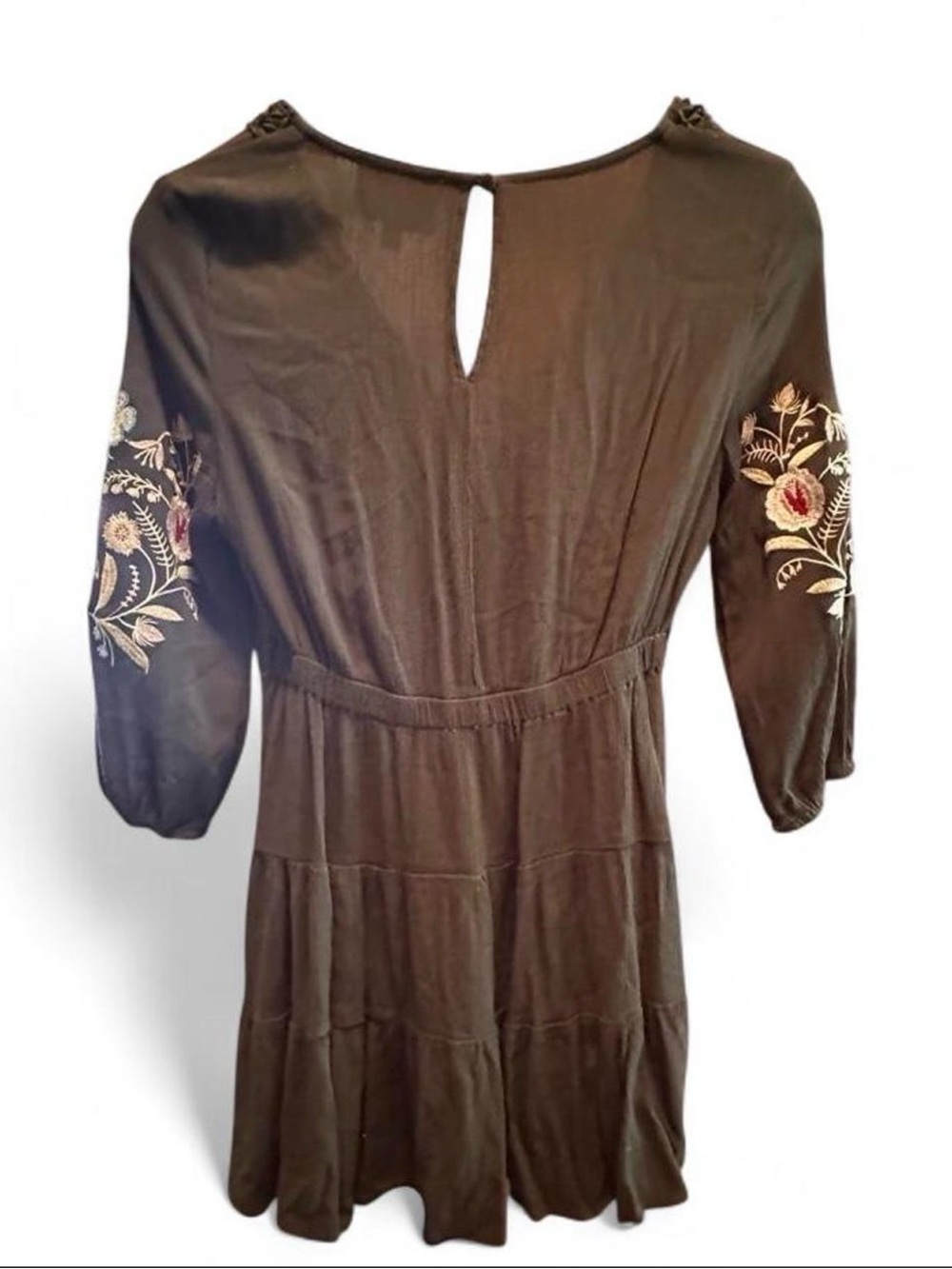 Francesca’s x Audrey Parks Jordina Embroidered Mini Dress Olive Green Sz Medium - Picture 4 of 7